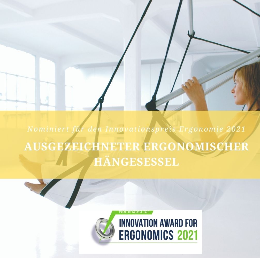 Nominiert für den Innovationspreis Ergonomie 2021 oder was unseren CrazyChairONE zum ausgezeichneten (ergonomischen) Hängesessel macht