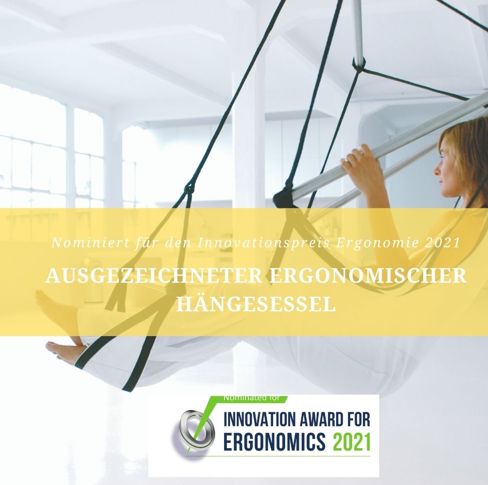 Nominiert für den Innovationspreis Ergonomie 2021 oder was unseren CrazyChairONE zum ausgezeichneten (ergonomischen) Hängesessel macht